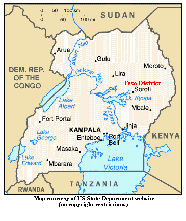 (Image of map of Uganda)